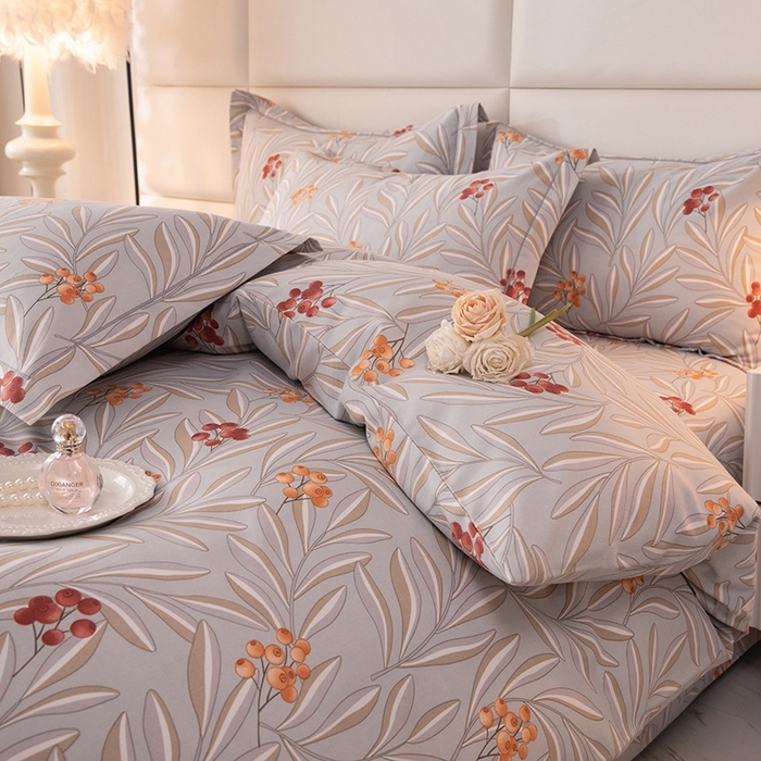 91家纺网 家纺一手货源 找家纺 幸嘉轩 2025新款全棉纯棉喷气加厚磨毛四件套-系列五 花香风雅