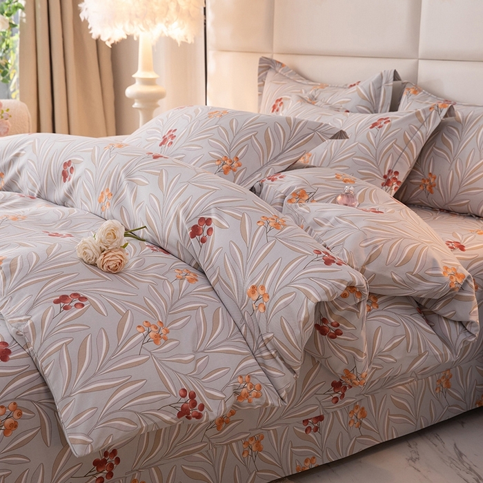 91家纺网 家纺一手货源 找家纺 幸嘉轩 2025新款全棉纯棉喷气加厚磨毛四件套-系列五 花香风雅