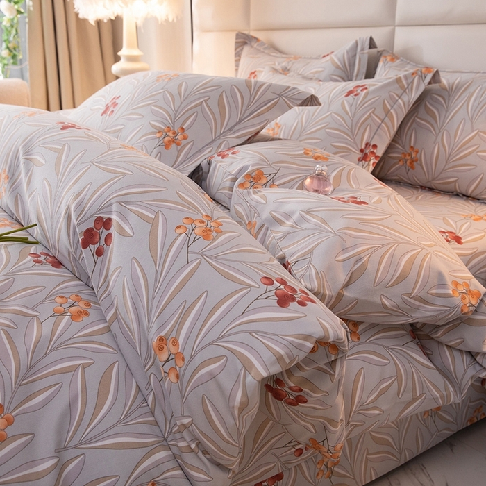 91家纺网 家纺一手货源 找家纺 幸嘉轩 2025新款全棉纯棉喷气加厚磨毛四件套-系列五 花香风雅