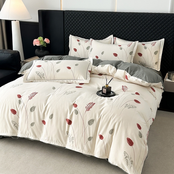 91家纺网 家纺一手货源 找家纺 幸嘉轩 2025新款全棉纯棉喷气加厚磨毛四件套-系列五 夕颜