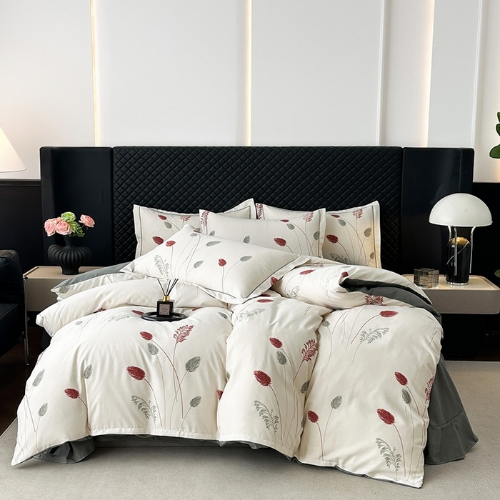 91家纺网 家纺一手货源 找家纺 幸嘉轩 2025新款全棉纯棉喷气加厚磨毛四件套-系列五 夕颜