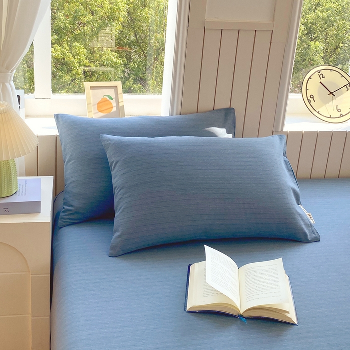 春皖家纺 2025新款原棉磨毛单枕套 枕套单件-风格一 柏林蓝