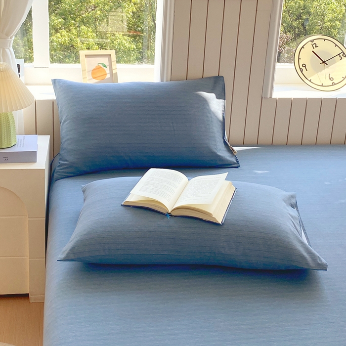 91家纺网 家纺一手货源 找家纺 春皖家纺 2025新款原棉磨毛单枕套 枕套单件-风格一 柏林蓝