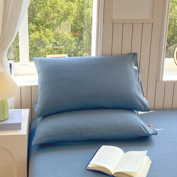 91家纺网 家纺一手货源 找家纺 春皖家纺 2025新款原棉磨毛单枕套 枕套单件-风格一 柏林蓝