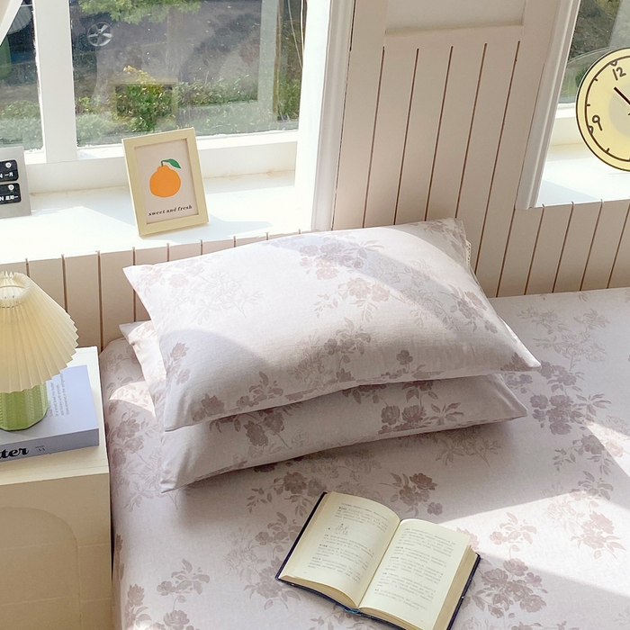 91家纺网 家纺一手货源 找家纺 春皖家纺 2025新款原棉磨毛单枕套 枕套单件-风格一 花庭悦舞