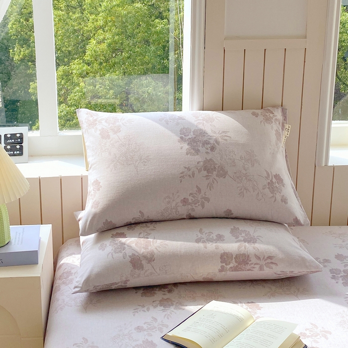 91家纺网 家纺一手货源 找家纺 春皖家纺 2025新款原棉磨毛单枕套 枕套单件-风格一 花庭悦舞