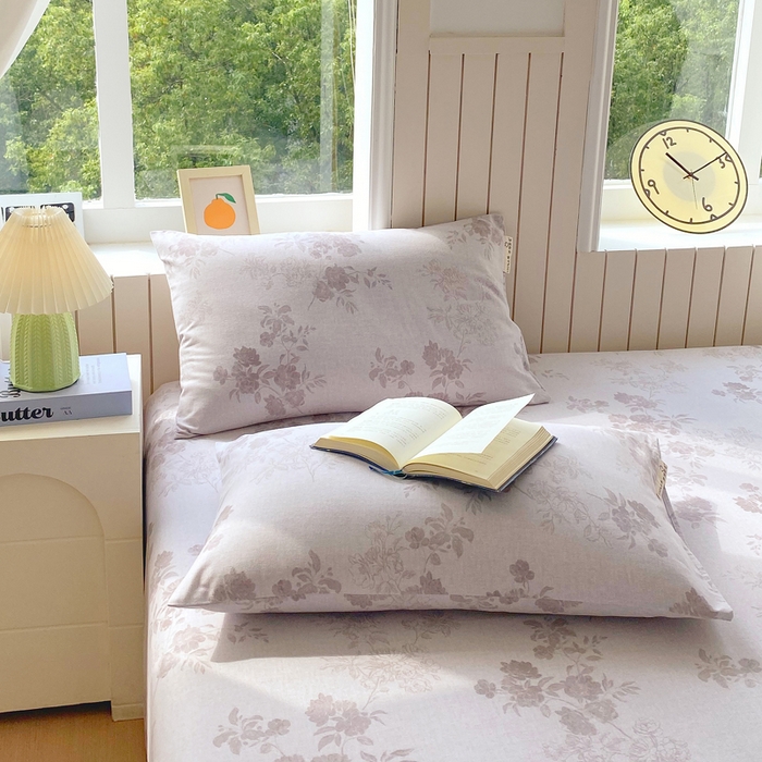 91家纺网 家纺一手货源 找家纺 春皖家纺 2025新款原棉磨毛单枕套 枕套单件-风格一 花庭悦舞