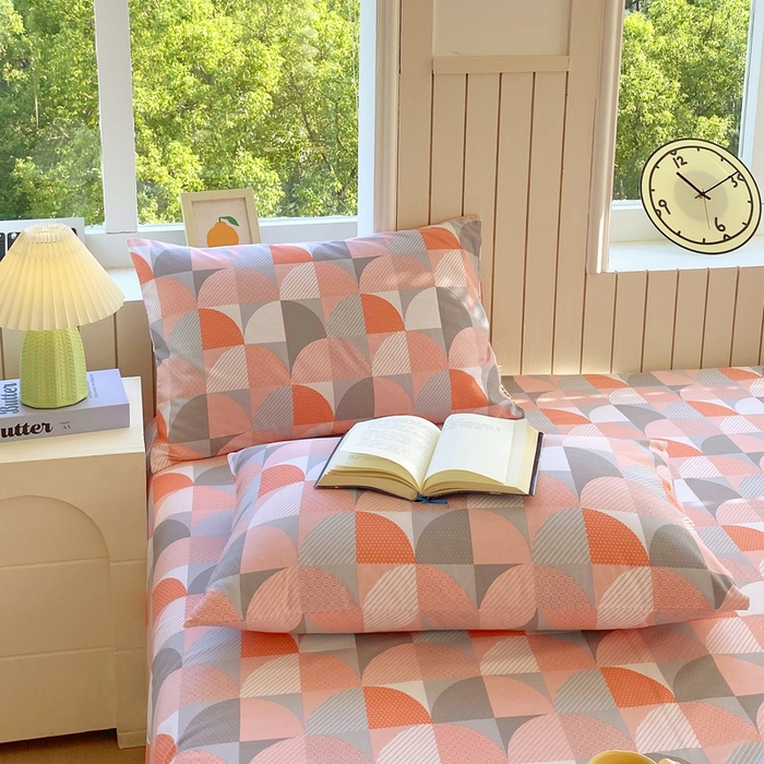 91家纺网 家纺一手货源 找家纺 春皖家纺 2025新款原棉磨毛单枕套 枕套单件-风格一 几何梦