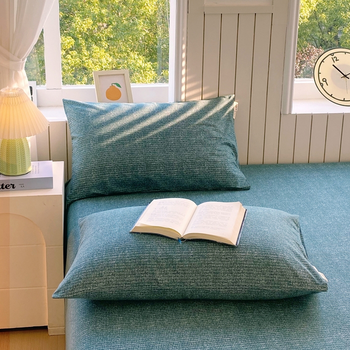 91家纺网 家纺一手货源 找家纺 春皖家纺 2025新款原棉磨毛单枕套 枕套单件-风格一 简森绿