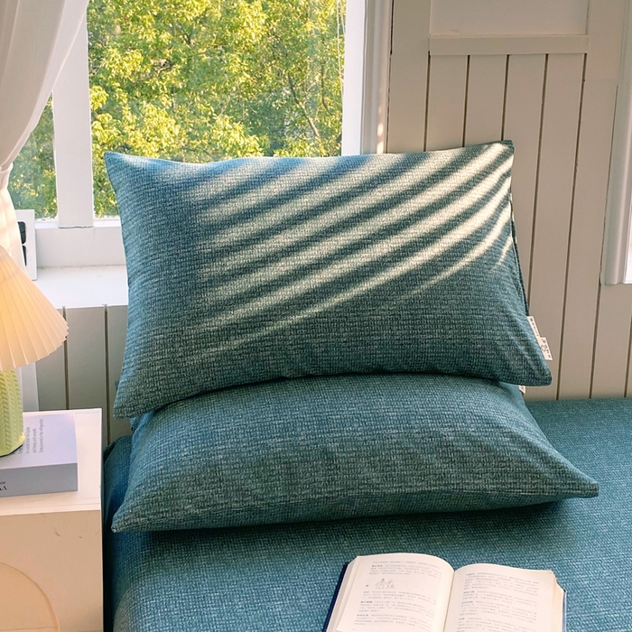 91家纺网 家纺一手货源 找家纺 春皖家纺 2025新款原棉磨毛单枕套 枕套单件-风格一 简森绿