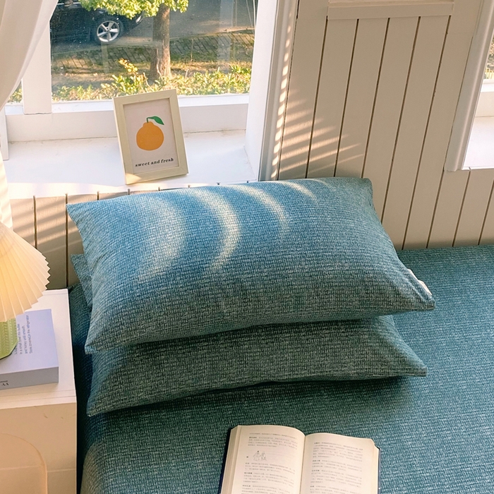 91家纺网 家纺一手货源 找家纺 春皖家纺 2025新款原棉磨毛单枕套 枕套单件-风格一 简森绿