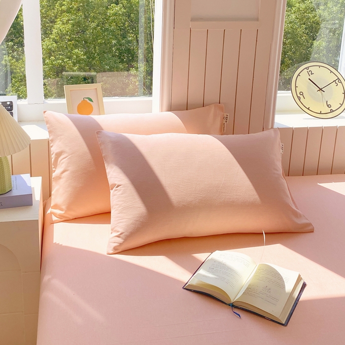 春皖家纺 2025新款原棉磨毛单枕套 枕套单件-风格一 丽人粉