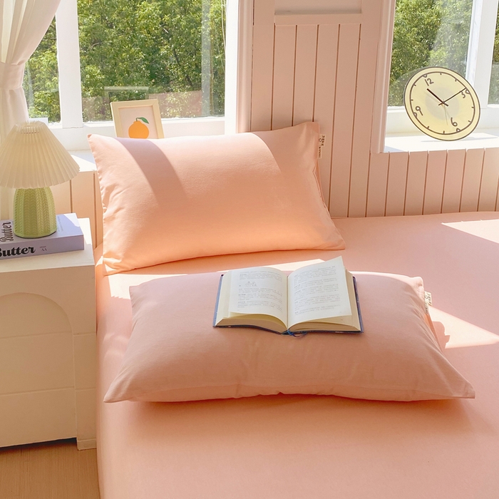 91家纺网 家纺一手货源 找家纺 春皖家纺 2025新款原棉磨毛单枕套 枕套单件-风格一 丽人粉