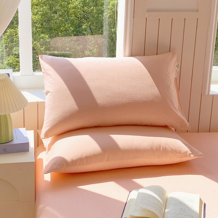 91家纺网 家纺一手货源 找家纺 春皖家纺 2025新款原棉磨毛单枕套 枕套单件-风格一 丽人粉