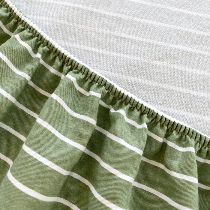 91家纺网 家纺一手货源 找家纺 春皖家纺 2025新款原棉磨毛单床笠 床笠单件-风格一 艾绿条