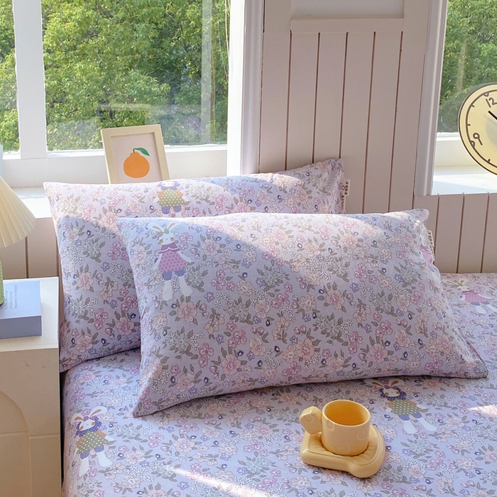 春皖家纺 2025新款原棉磨毛单枕套 枕套单件-风格一 萌萌兔