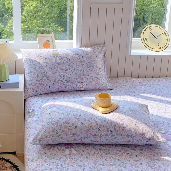 91家纺网 家纺一手货源 找家纺 春皖家纺 2025新款原棉磨毛单枕套 枕套单件-风格一 萌萌兔