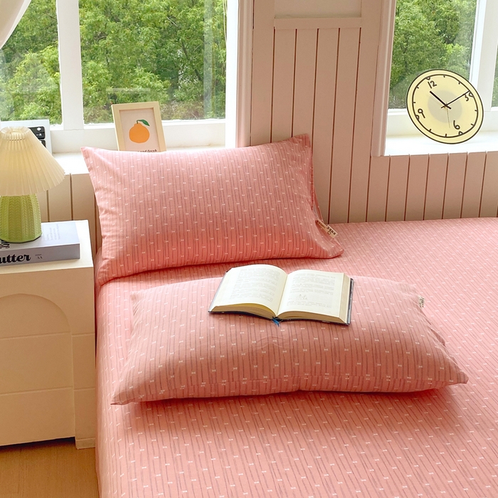 91家纺网 家纺一手货源 找家纺 春皖家纺 2025新款原棉磨毛单枕套 枕套单件-风格一 梦妮粉