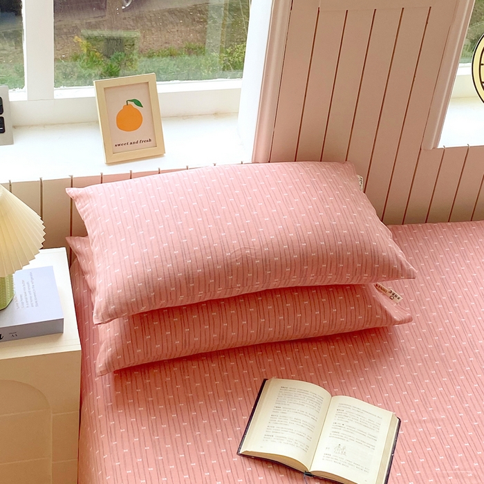 91家纺网 家纺一手货源 找家纺 春皖家纺 2025新款原棉磨毛单枕套 枕套单件-风格一 梦妮粉
