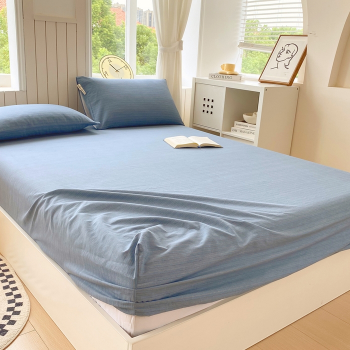 91家纺网 家纺一手货源 找家纺 春皖家纺 2025新款原棉磨毛单床笠 床笠单件-风格一 柏林蓝