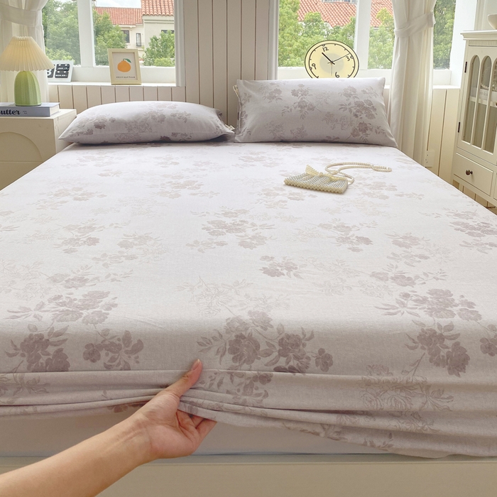 春皖家纺 2025新款原棉磨毛单床笠 床笠单件-风格一 花庭悦舞