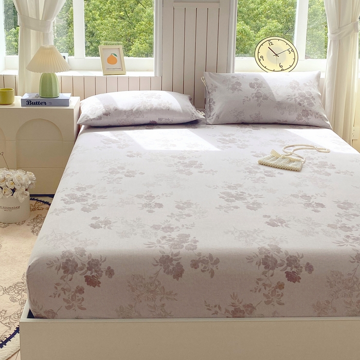 91家纺网 家纺一手货源 找家纺 春皖家纺 2025新款原棉磨毛单床笠 床笠单件-风格一 花庭悦舞