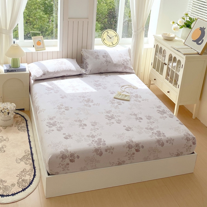 91家纺网 家纺一手货源 找家纺 春皖家纺 2025新款原棉磨毛单床笠 床笠单件-风格一 花庭悦舞