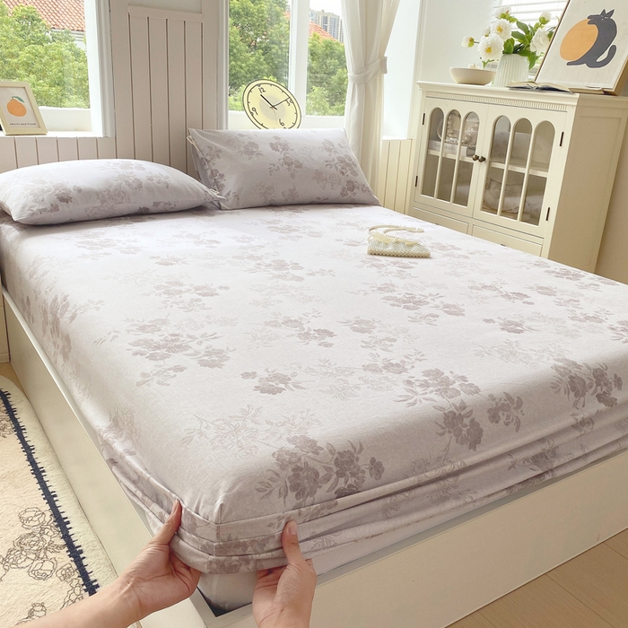 91家纺网 家纺一手货源 找家纺 春皖家纺 2025新款原棉磨毛单床笠 床笠单件-风格一 花庭悦舞