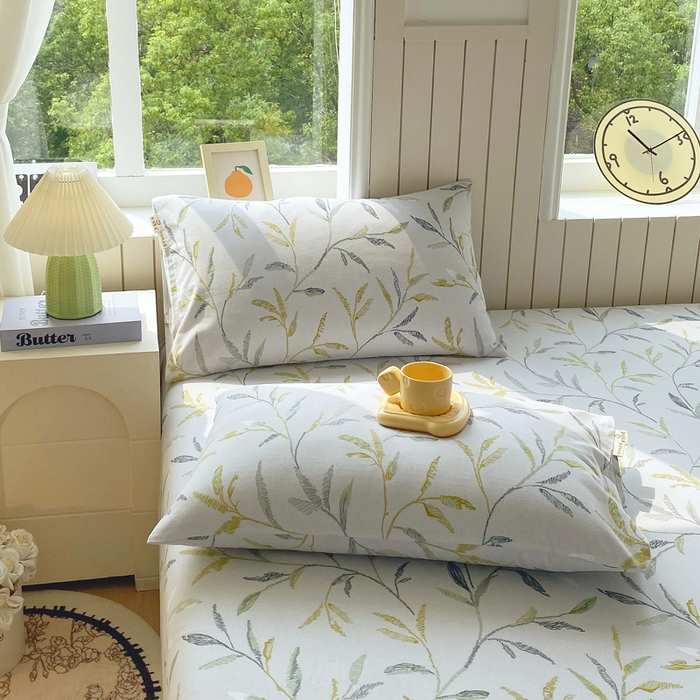 91家纺网 家纺一手货源 找家纺 春皖家纺 2025新款原棉磨毛单枕套 枕套单件-风格一 叶晴川