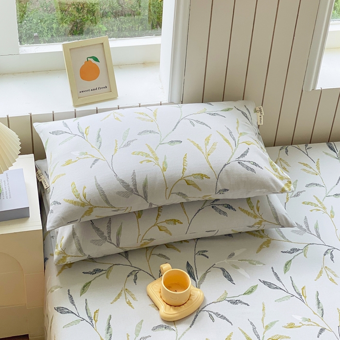 91家纺网 家纺一手货源 找家纺 春皖家纺 2025新款原棉磨毛单枕套 枕套单件-风格一 叶晴川