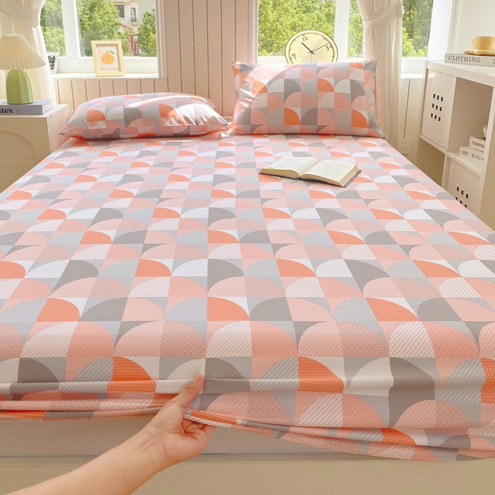 春皖家纺 2026新款原棉磨毛单床笠 床笠单件-风格一 几何梦