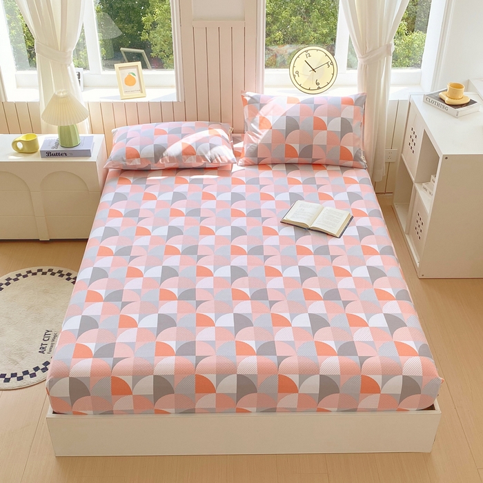 91家纺网 家纺一手货源 找家纺 春皖家纺 2026新款原棉磨毛单床笠 床笠单件-风格一 几何梦