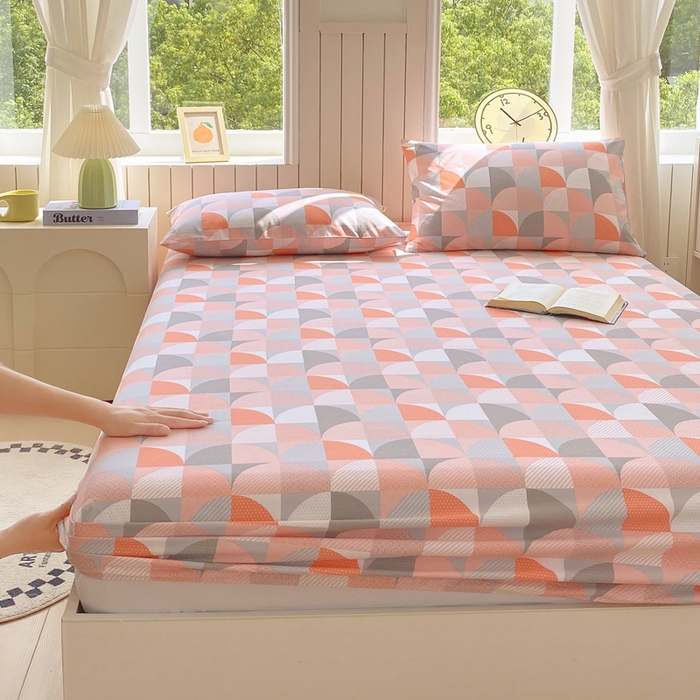 91家纺网 家纺一手货源 找家纺 春皖家纺 2026新款原棉磨毛单床笠 床笠单件-风格一 几何梦