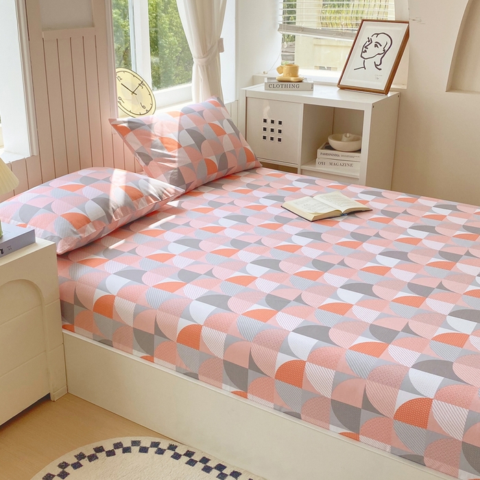 91家纺网 家纺一手货源 找家纺 春皖家纺 2026新款原棉磨毛单床笠 床笠单件-风格一 几何梦