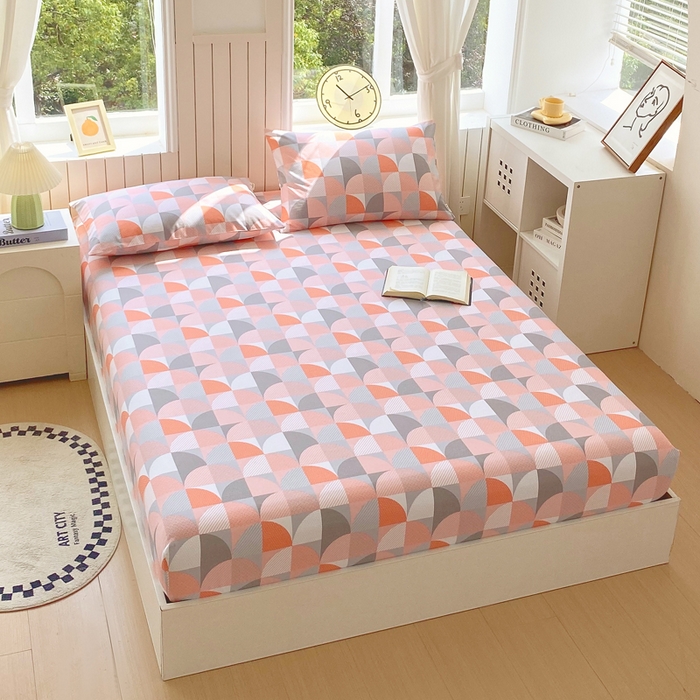 91家纺网 家纺一手货源 找家纺 春皖家纺 2026新款原棉磨毛单床笠 床笠单件-风格一 几何梦