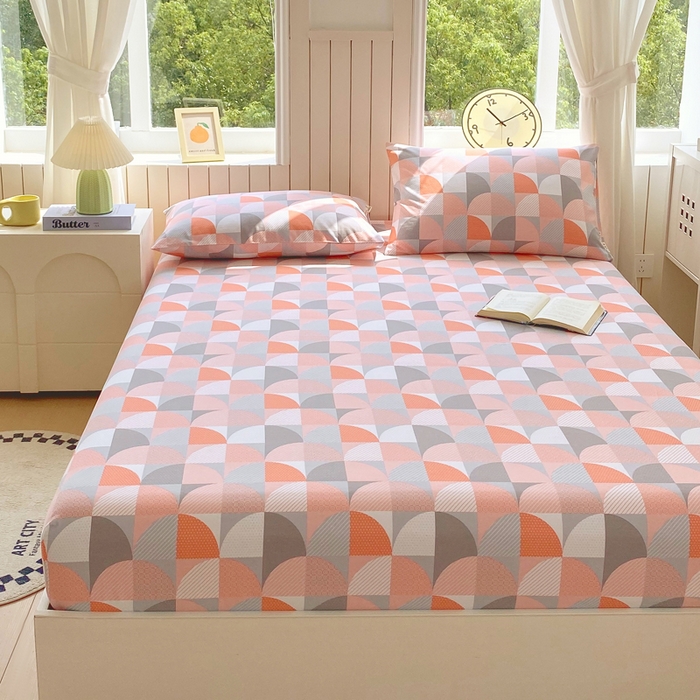 91家纺网 家纺一手货源 找家纺 春皖家纺 2026新款原棉磨毛单床笠 床笠单件-风格一 几何梦