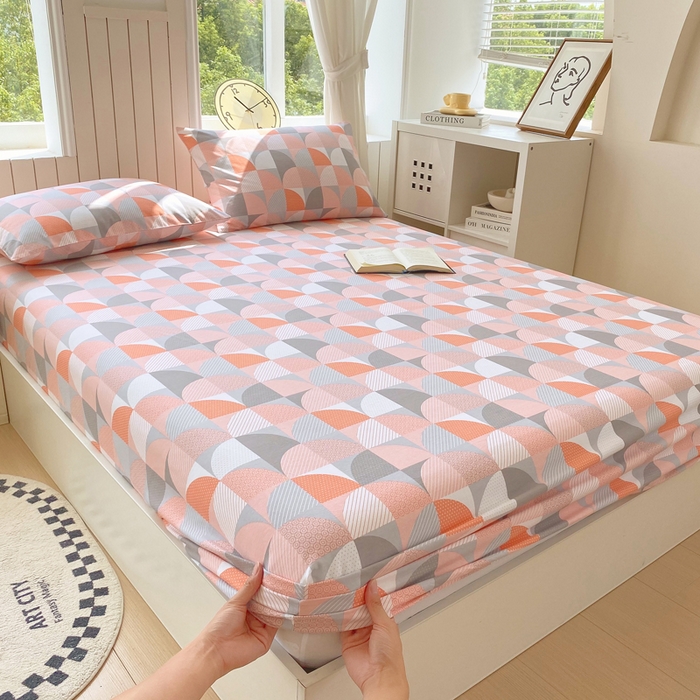 91家纺网 家纺一手货源 找家纺 春皖家纺 2026新款原棉磨毛单床笠 床笠单件-风格一 几何梦