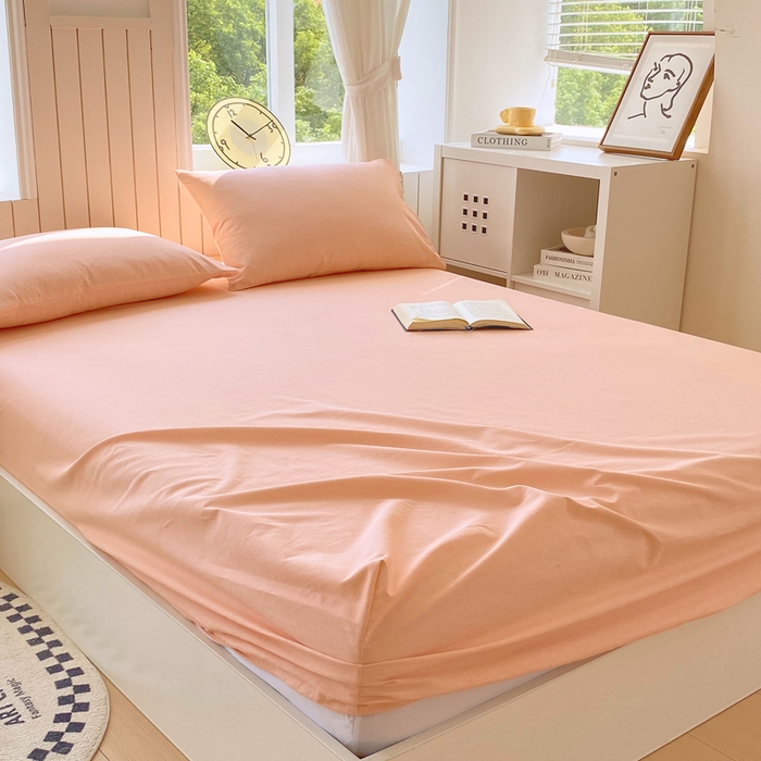 91家纺网 家纺一手货源 找家纺 春皖家纺 2025新款原棉磨毛单床笠 床笠单件-风格一 丽人粉