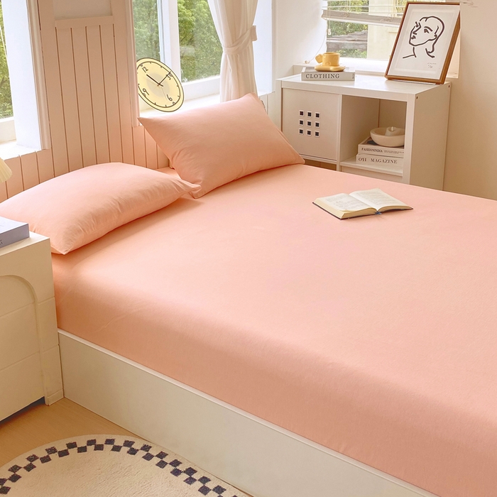 91家纺网 家纺一手货源 找家纺 春皖家纺 2025新款原棉磨毛单床笠 床笠单件-风格一 丽人粉