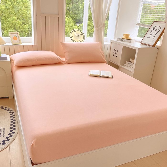 91家纺网 家纺一手货源 找家纺 春皖家纺 2025新款原棉磨毛单床笠 床笠单件-风格一 丽人粉