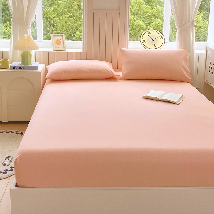 91家纺网 家纺一手货源 找家纺 春皖家纺 2025新款原棉磨毛单床笠 床笠单件-风格一 丽人粉