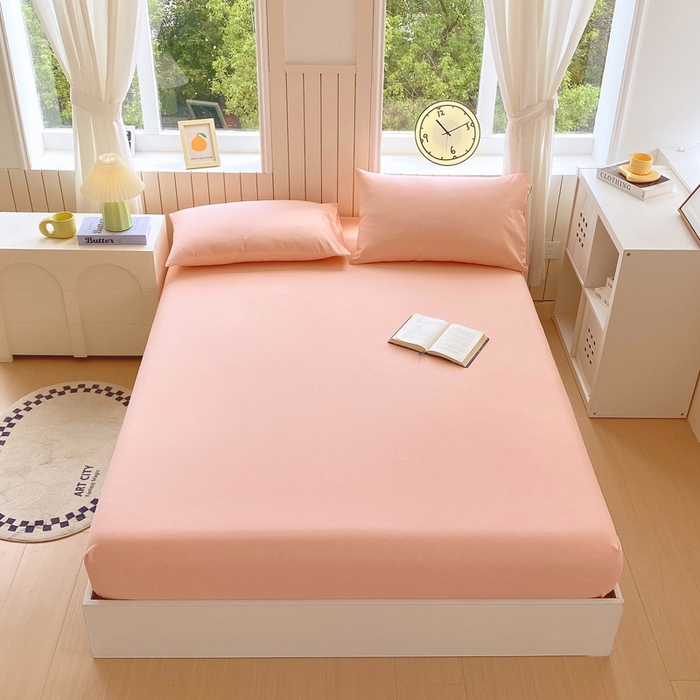 91家纺网 家纺一手货源 找家纺 春皖家纺 2025新款原棉磨毛单床笠 床笠单件-风格一 丽人粉