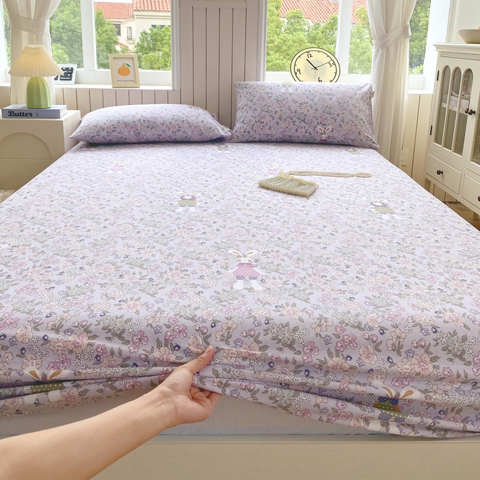 春皖家纺 2026新款原棉磨毛单床笠 床笠单件-风格一 萌萌兔