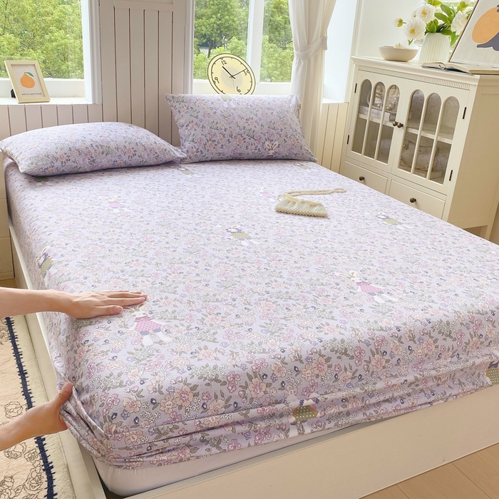 91家纺网 家纺一手货源 找家纺 春皖家纺 2026新款原棉磨毛单床笠 床笠单件-风格一 萌萌兔