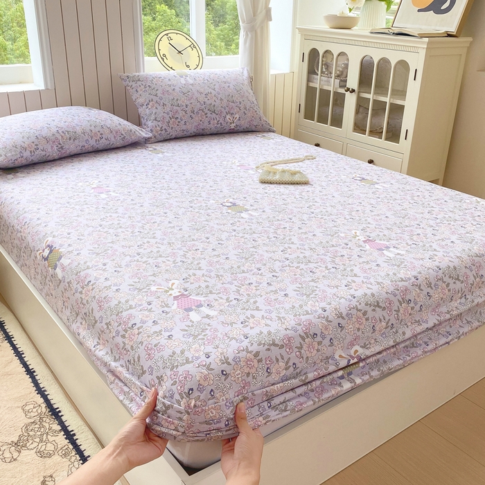 91家纺网 家纺一手货源 找家纺 春皖家纺 2026新款原棉磨毛单床笠 床笠单件-风格一 萌萌兔