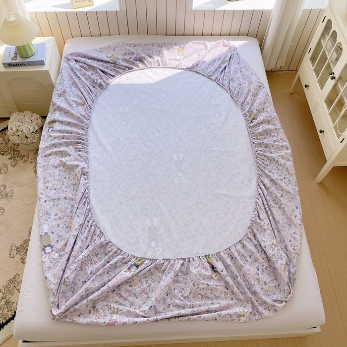 91家纺网 家纺一手货源 找家纺 春皖家纺 2026新款原棉磨毛单床笠 床笠单件-风格一 萌萌兔