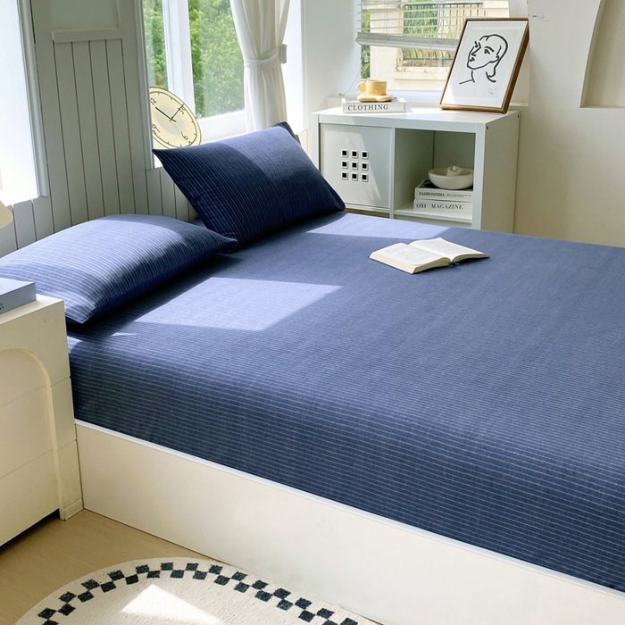 91家纺网 家纺一手货源 找家纺 春皖家纺 2025新款原棉磨毛单床笠 床笠单件-风格一 梦蓝图