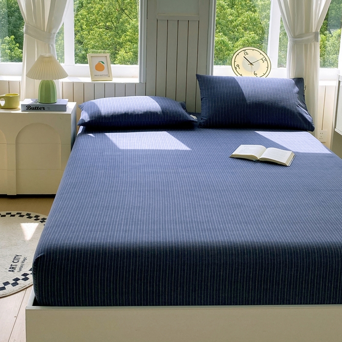 91家纺网 家纺一手货源 找家纺 春皖家纺 2025新款原棉磨毛单床笠 床笠单件-风格一 梦蓝图