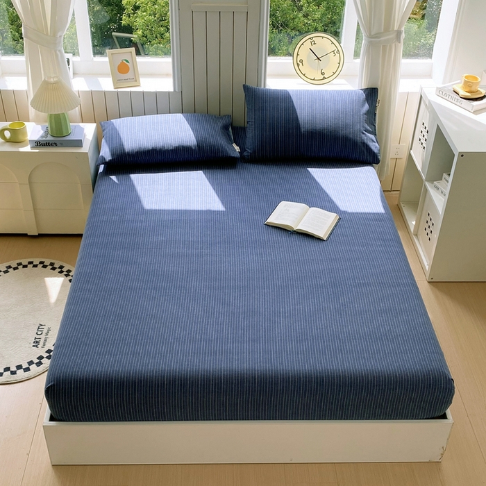 91家纺网 家纺一手货源 找家纺 春皖家纺 2025新款原棉磨毛单床笠 床笠单件-风格一 梦蓝图