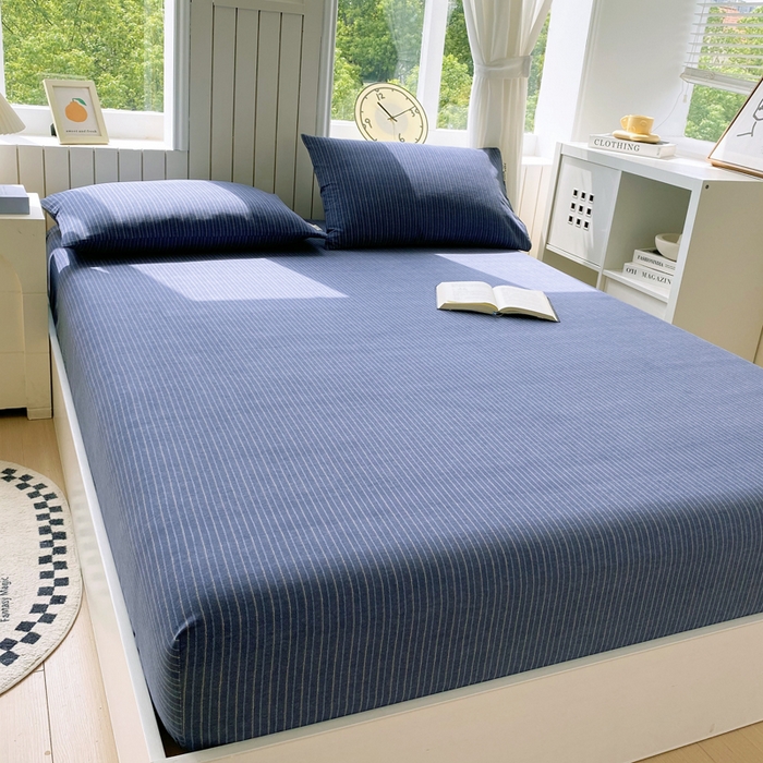 91家纺网 家纺一手货源 找家纺 春皖家纺 2025新款原棉磨毛单床笠 床笠单件-风格一 梦蓝图